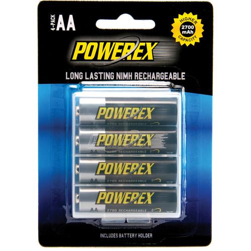 Powerex Rechargeable AA NiMH Batteries (1.2V, 2700mAh) MHRAA4, Powerex, Rechargeable, AA, NiMH, Batteries, 1.2V, 2700mAh, MHRAA4