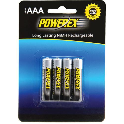 Powerex Rechargeable AAA NiMH Batteries (1.2V, 1000mAh) MHRAAA4, Powerex, Rechargeable, AAA, NiMH, Batteries, 1.2V, 1000mAh, MHRAAA4
