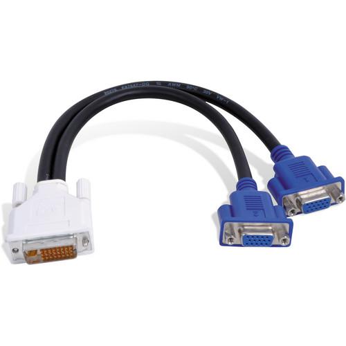 Matrox 1' (0.3m) DVI-I Male to Dual HD15 Female CAB-DVI-2XAF, Matrox, 1', 0.3m, DVI-I, Male, to, Dual, HD15, Female, CAB-DVI-2XAF,