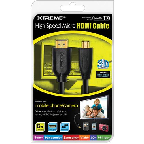 Xtreme Cables High Speed Micro HDMI Cable (6') 74206, Xtreme, Cables, High, Speed, Micro, HDMI, Cable, 6', 74206,
