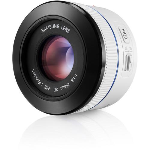 Samsung 45mm f/1.8 [T6] 2D/3D Lens (White) EX-S45ADW/US, Samsung, 45mm, f/1.8, T6, 2D/3D, Lens, White, EX-S45ADW/US,