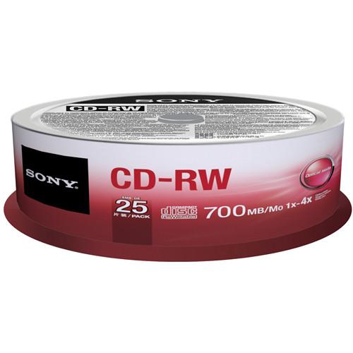 Sony 700MB CD-RW 4x Discs (25 Pack Spindle) 25CRW80SPM, Sony, 700MB, CD-RW, 4x, Discs, 25, Pack, Spindle, 25CRW80SPM,