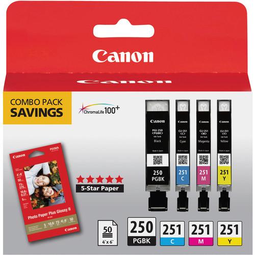 Canon PGI-250 & CLI-251 4-Cartridge Combo Pack 6497B004, Canon, PGI-250, CLI-251, 4-Cartridge, Combo, Pack, 6497B004,