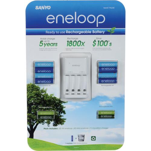 Sanyo eneloop 4-Position Charger with 8 AA and 4 AAA 1.2V 776230, Sanyo, eneloop, 4-Position, Charger, with, 8, AA, 4, AAA, 1.2V, 776230