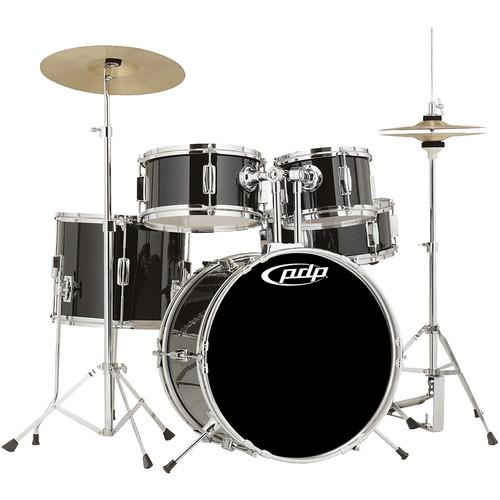 PDP Player Junior Drum Kit with Cymbals Throne - Black, PDP, Player, Junior, Drum, Kit, with, Cymbals, Throne, Black