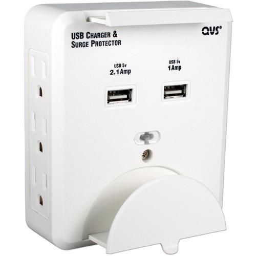 QVS PS-06UH Wall-Mount Power Block with Dual USB Ports PS-06UH