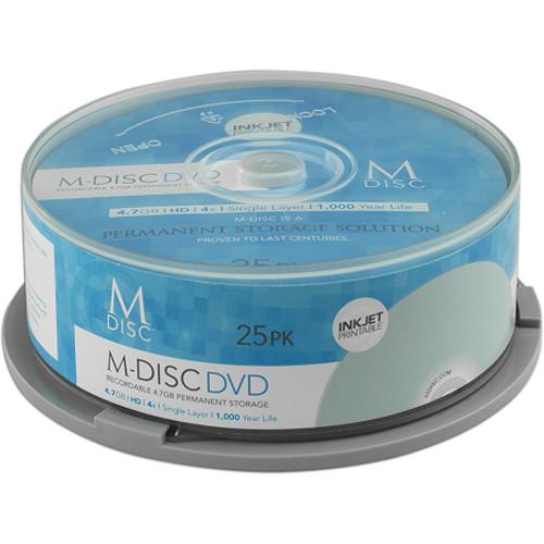 M-DISC 4.7GB Inkjet Printable DVD-R Discs (25-Pack) MDIJ025C, M-DISC, 4.7GB, Inkjet, Printable, DVD-R, Discs, 25-Pack, MDIJ025C,
