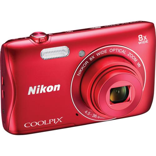 Nikon COOLPIX S3700 Digital Camera Basic Kit (Red)