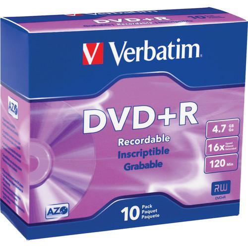 Verbatim DVD R 4.7GB 16x Recordable Discs with Slim Case 95097