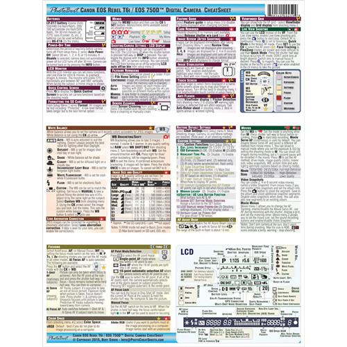 PhotoBert Cheat Sheet for Canon EOS Rebel T6i/750D DSLR TC159-15