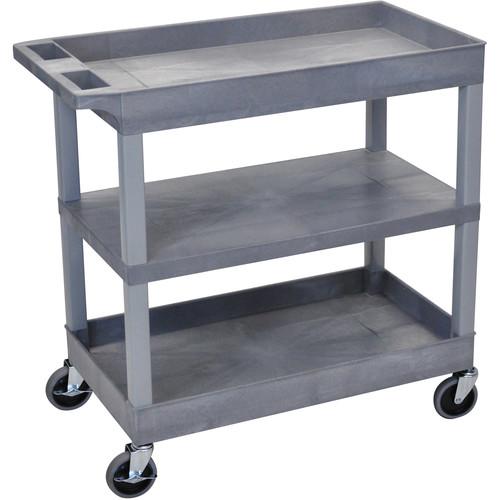 Luxor EC121-G 18 x 32 Cart (2 Tubs, 1 Flat Shelf, Grey) EC121-G, Luxor, EC121-G, 18, x, 32, Cart, 2, Tubs, 1, Flat, Shelf, Grey, EC121-G