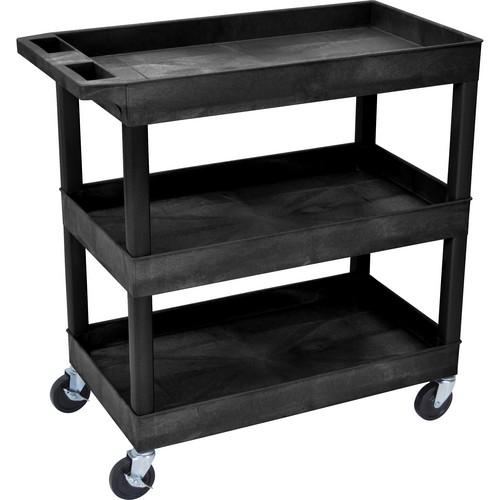 Luxor Rolling Tub Cart (3 Shelves, Black) EC111-B