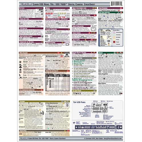PhotoBert Cheat Sheet for Canon EOS Rebel T6s/760D DSLR TC160-15, PhotoBert, Cheat, Sheet, Canon, EOS, Rebel, T6s/760D, DSLR, TC160-15