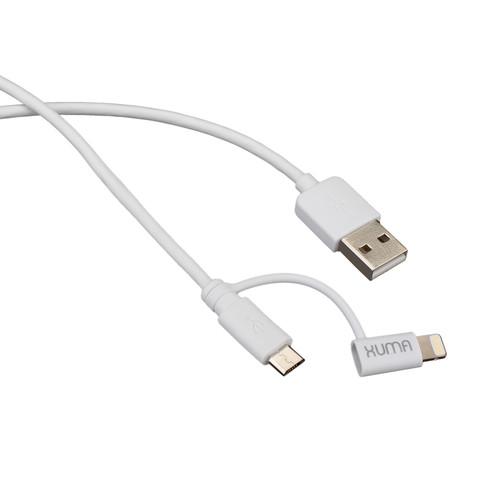 Xuma Combination Lightning/micro-USB Cable (3', White) USB-MULC3