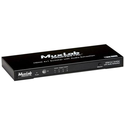 MuxLab 4K HDMI 4x1 Switcher with Audio Extraction 500430, MuxLab, 4K, HDMI, 4x1, Switcher, with, Audio, Extraction, 500430,