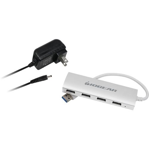 IOGEAR met(AL) USB 3.0 4-Port Hub with Power Adapter GUH304P, IOGEAR, met, AL, USB, 3.0, 4-Port, Hub, with, Power, Adapter, GUH304P,
