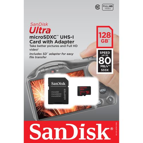 SanDisk 128GB microSDXC Memory Card Ultra SDSQUNC-128G-AN6IA