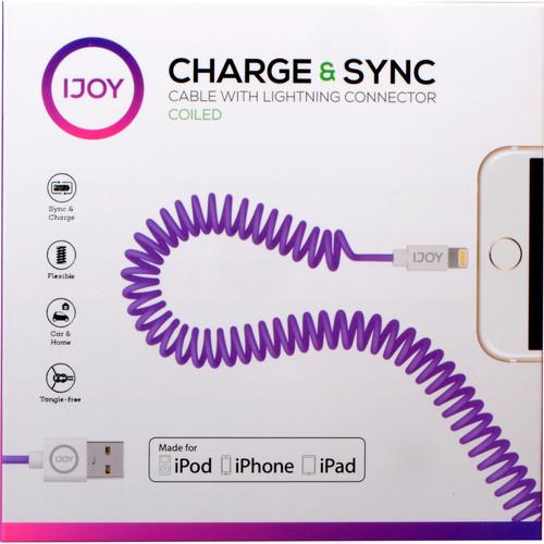 iJOY Coiled Lightning to USB 2.0 Cable (3', Purple) IP-COILM-PRP