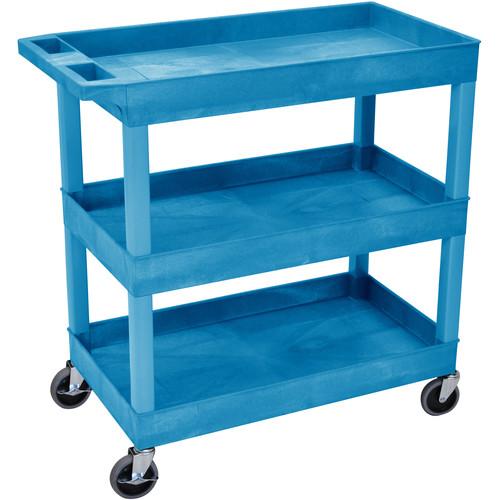 Luxor Rolling Tub Cart (3 Shelves, Blue) EC111-BU