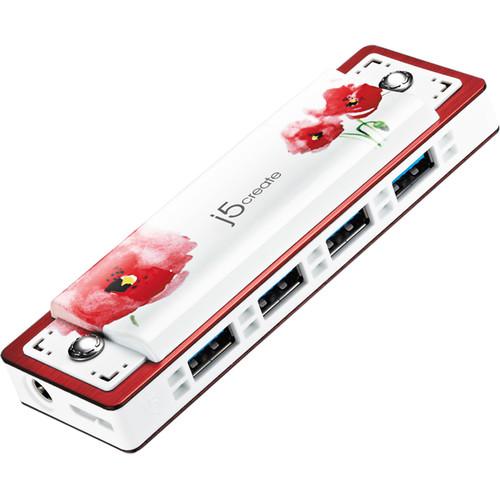 j5create JUH345 USB 3.0 4-Port Harmonica Hub (Red) JUH345RE