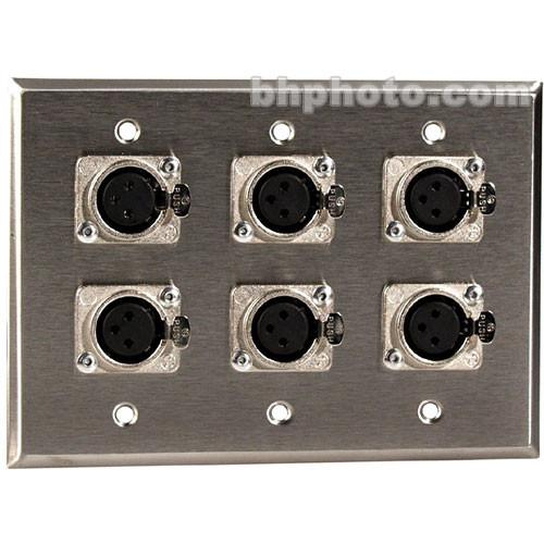 TecNec WPL-3104 Wall Plate with 6 3-Pin XLR Connectors WPL-3104, TecNec, WPL-3104, Wall, Plate, with, 6, 3-Pin, XLR, Connectors, WPL-3104