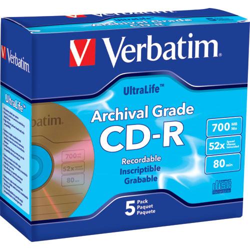 Verbatim  CD-R 700MB Gold Archival Disc (5) 96319, Verbatim, CD-R, 700MB, Gold, Archival, Disc, 5, 96319, Video