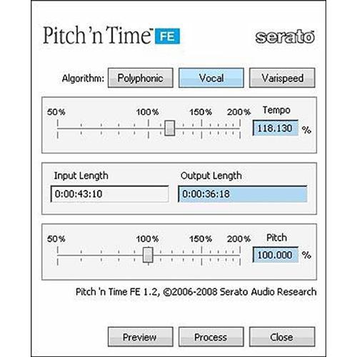 Serato Pitch 'n Time FE - Time-Stretching and PNT-FE